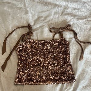 FREE PWOPLE MOCHA SEQUIN CAMI